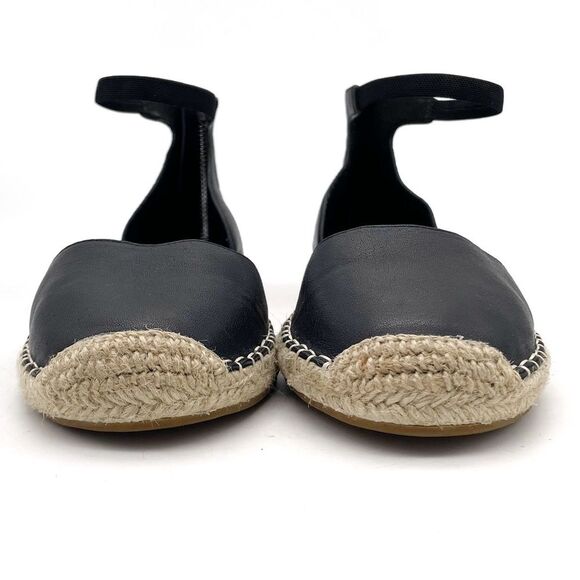 Eileen Fisher Lala Leather Espadrille Flats Black Size 8 Ankle Strap Sandals - Picture 8 of 15